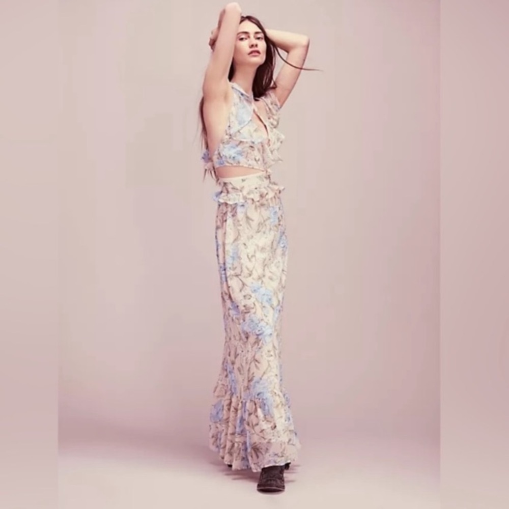 For Love and Lemons Free People Floral Off-Shoulder Maxi Dress S - Picture 3 of 13